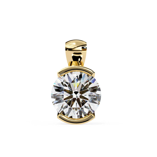 Round Cut Half Bezel Lab Diamond Pendant