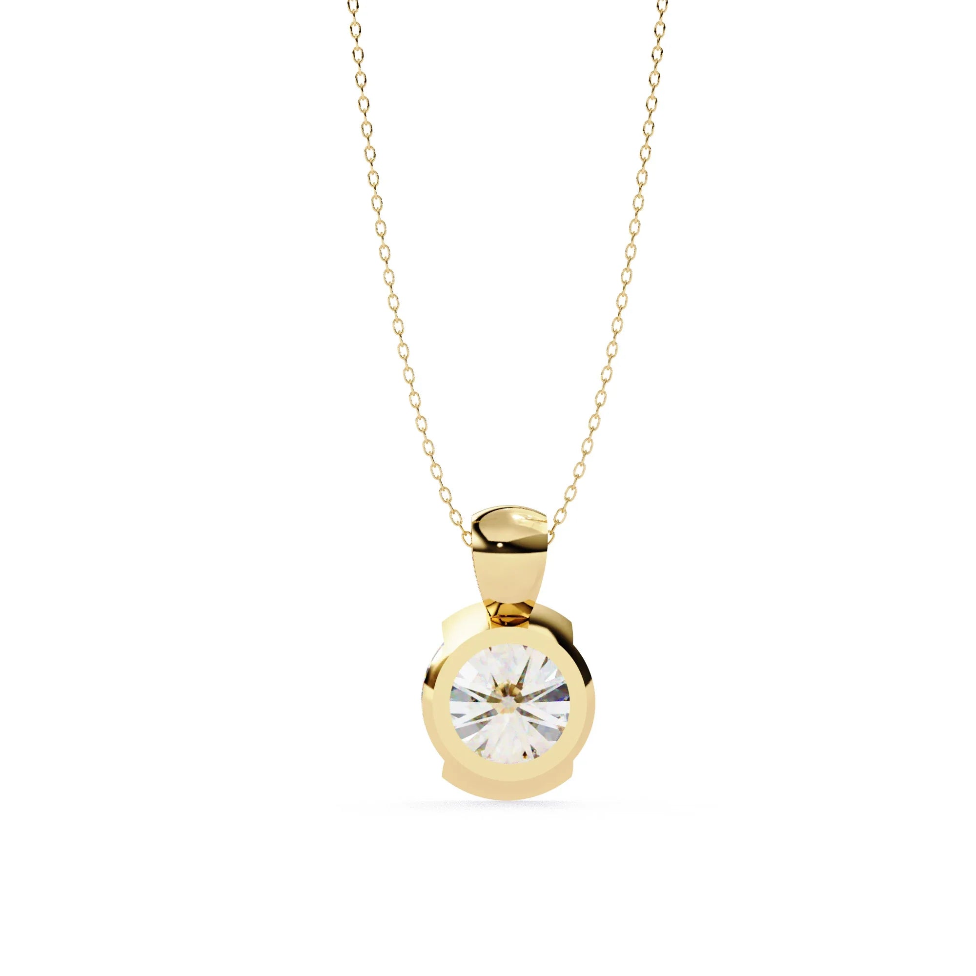 Round Cut Half Bezel Moissanite Pendant