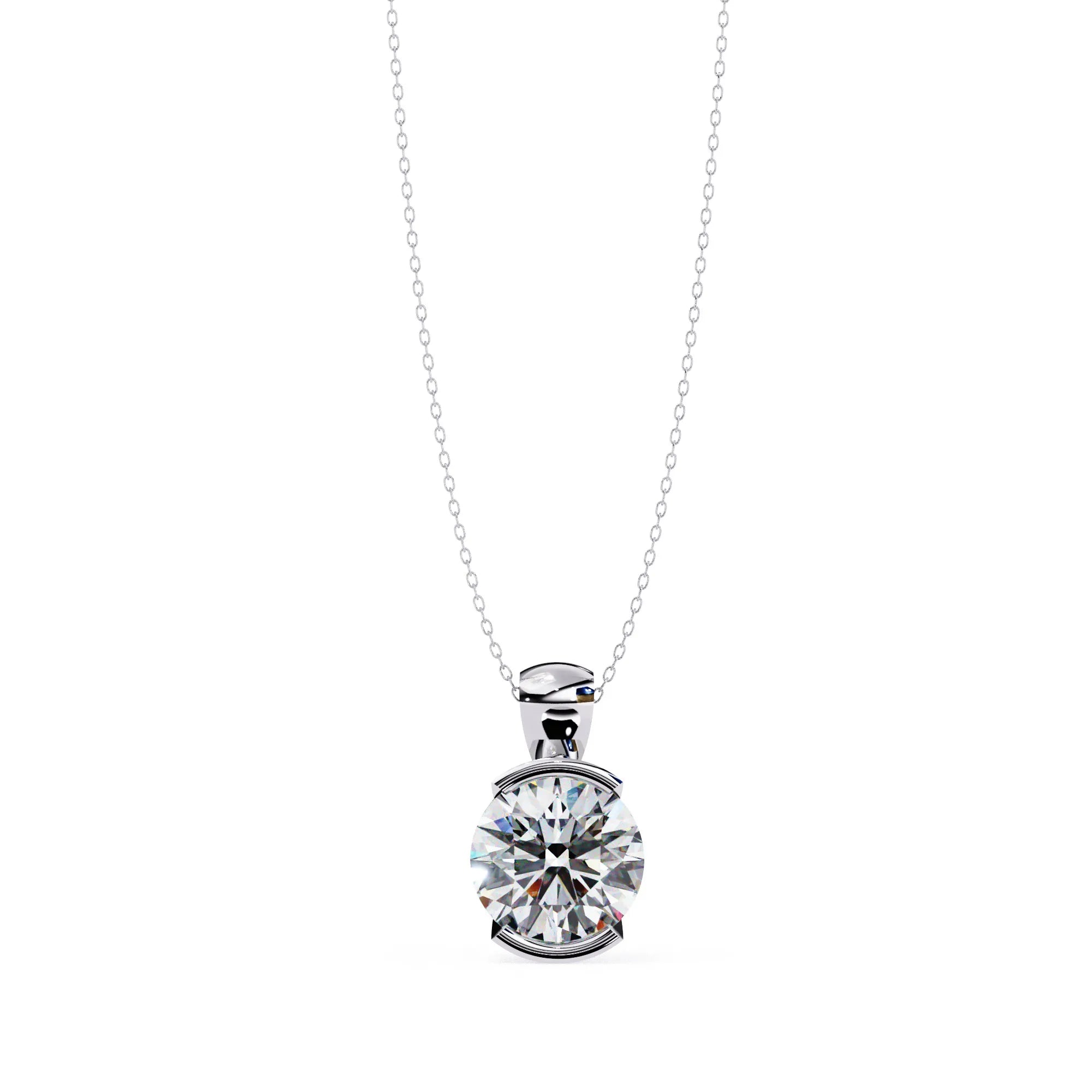 Round Cut Half Bezel Lab Diamond Pendant