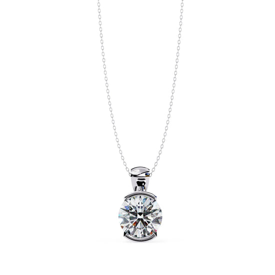 Round Cut Half Bezel Lab Diamond Pendant