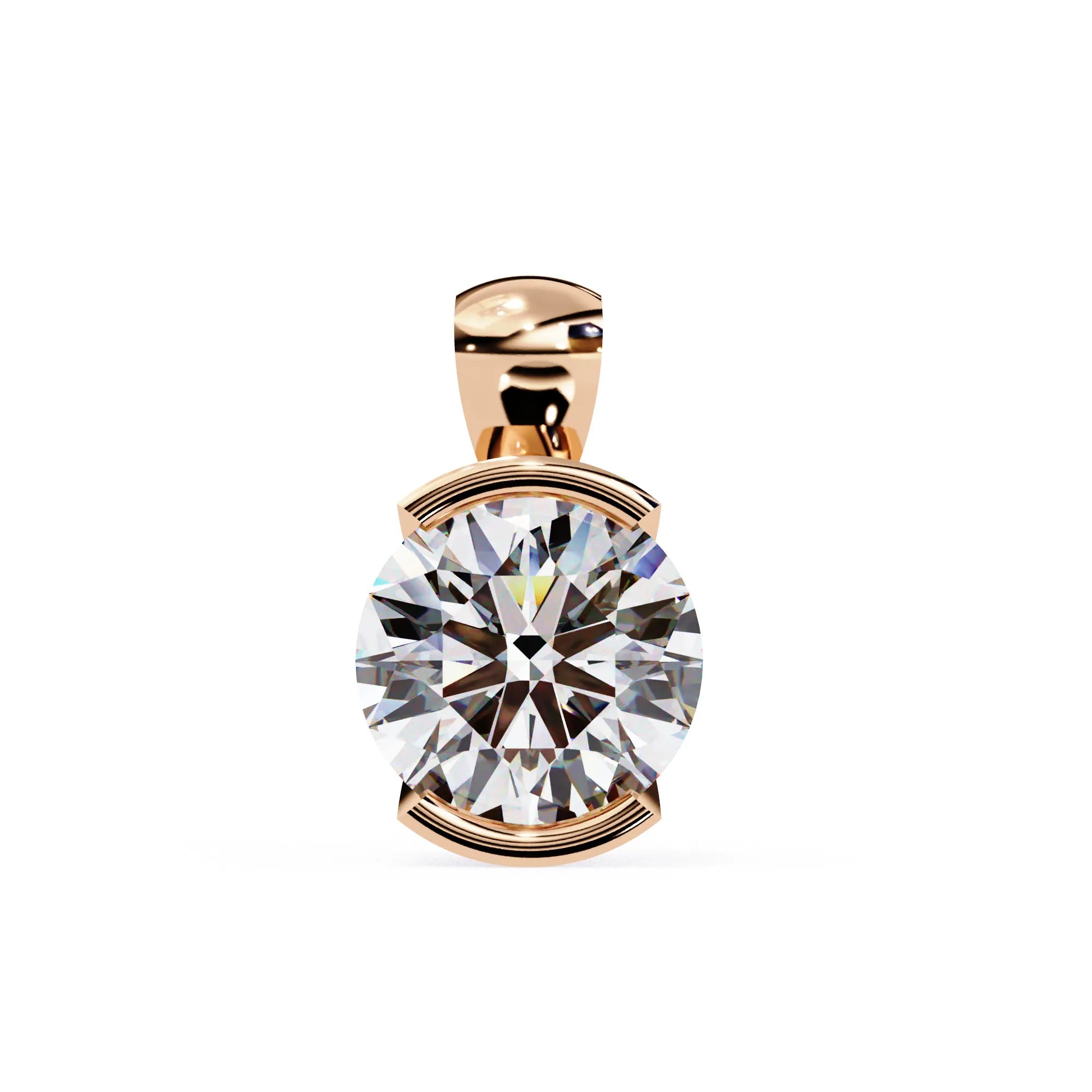 Round Cut Half Bezel Lab Diamond Pendant