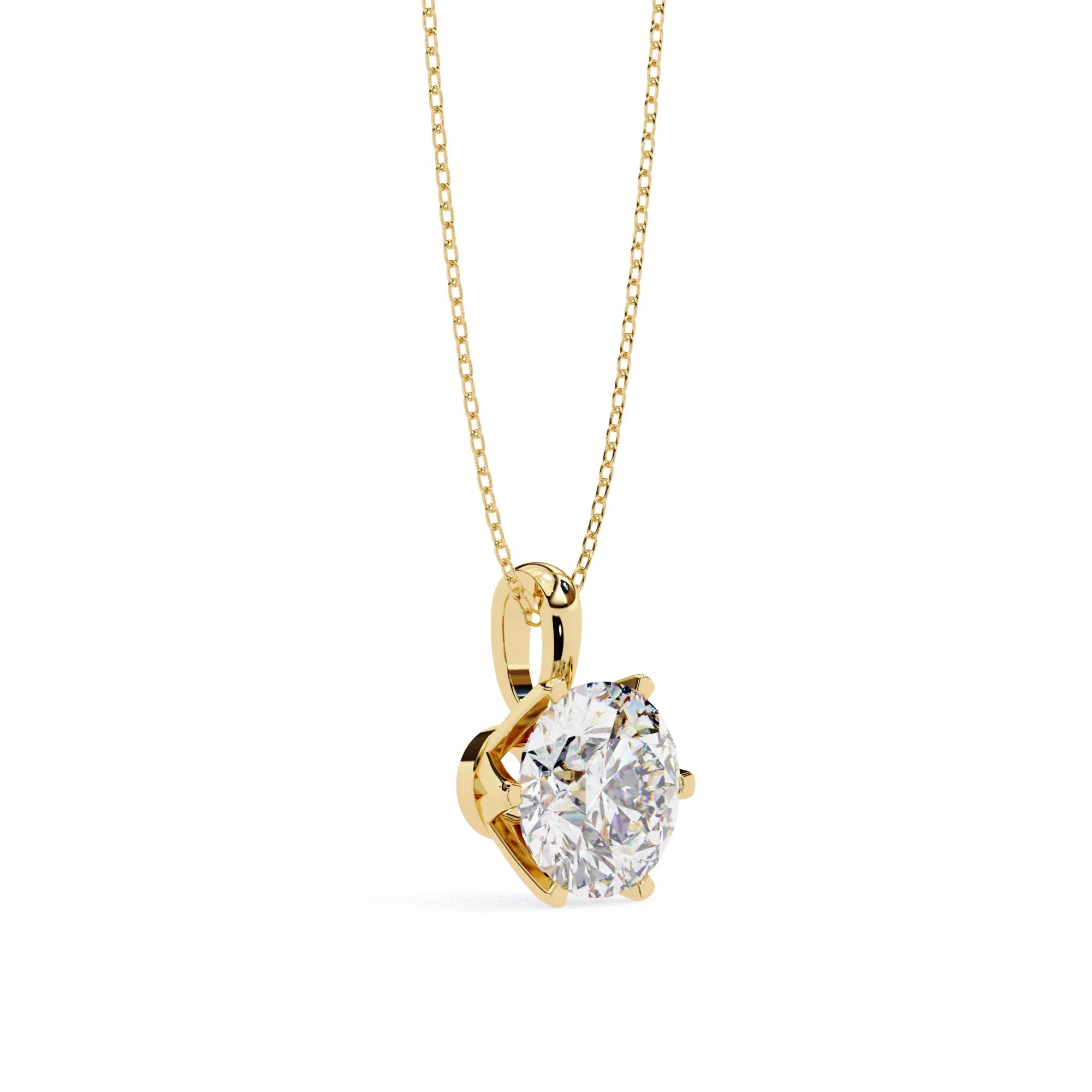 6 Prong Lab Diamond Solitaire Pendant