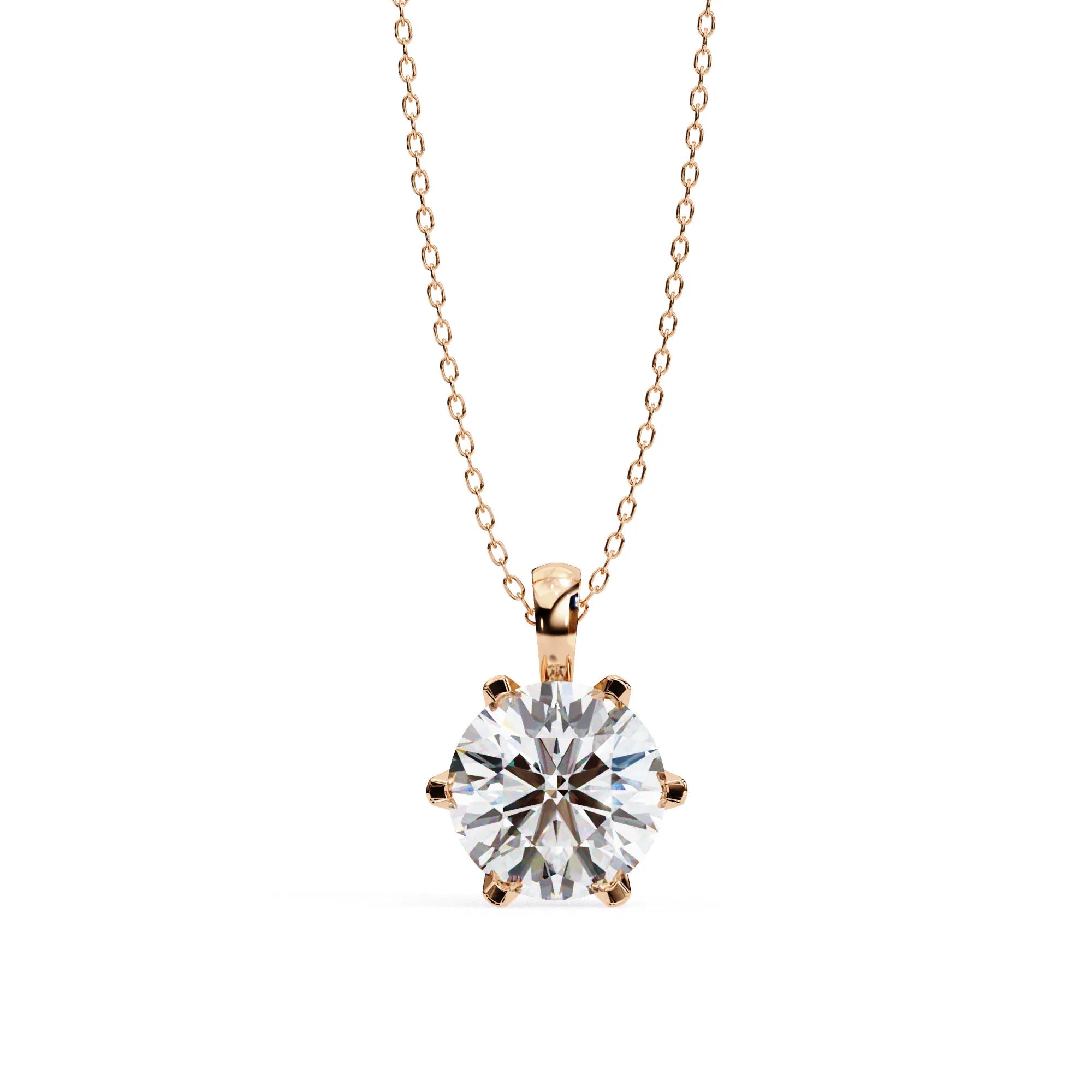 6 Prong Lab Diamond Solitaire Pendant