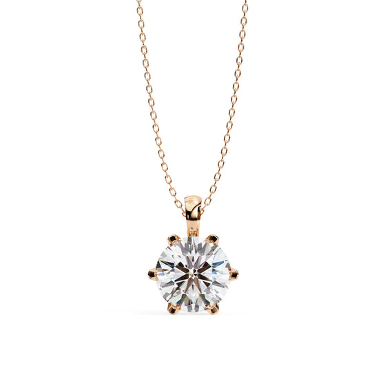 6 Prong Lab Diamond Solitaire Pendant