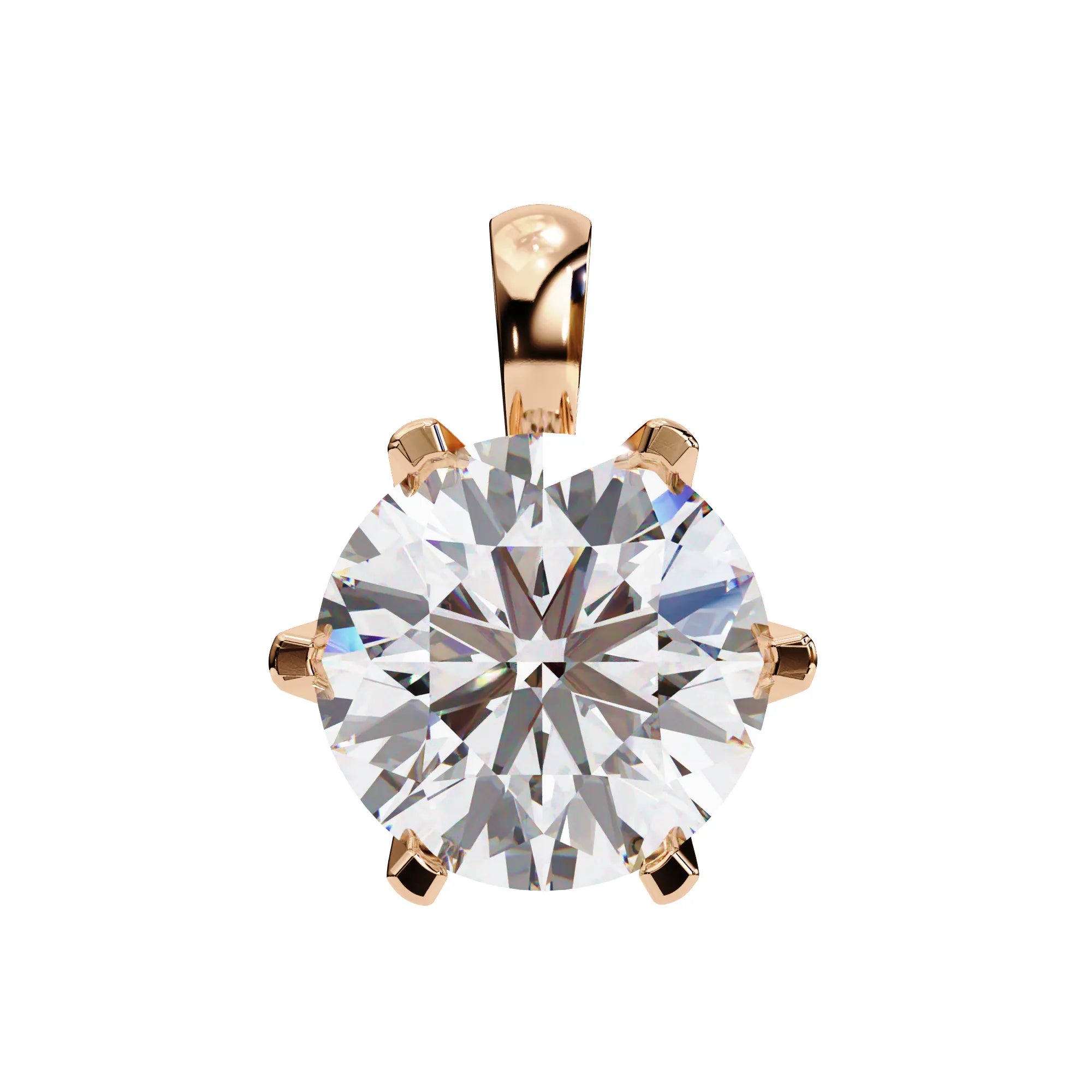 6 Prong Lab Diamond Solitaire Pendant