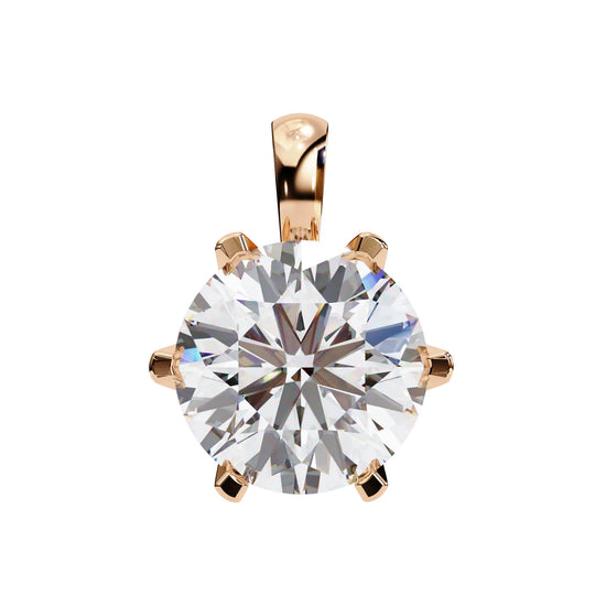 6 Prong Lab Diamond Solitaire Pendant