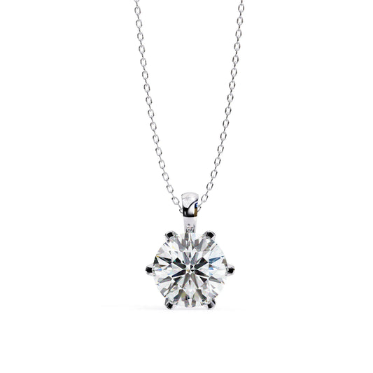 6 Prong Lab Diamond Solitaire Pendant