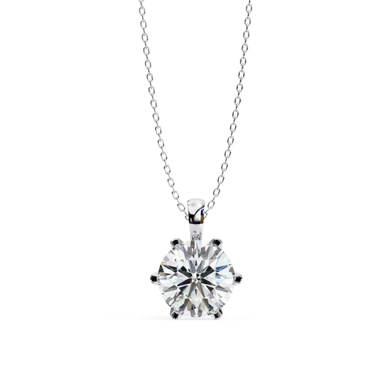 6 Prong Lab Diamond Solitaire Pendant