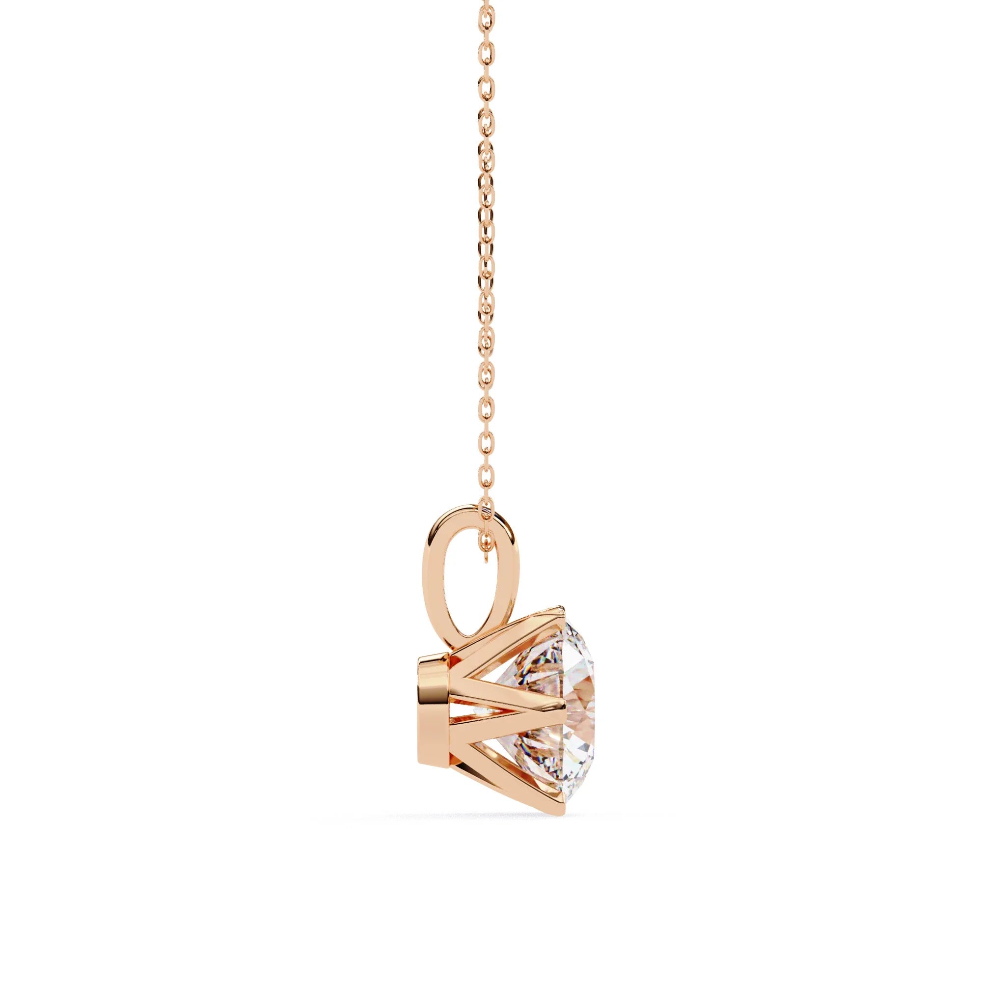 6 Prong Lab Diamond Solitaire Pendant