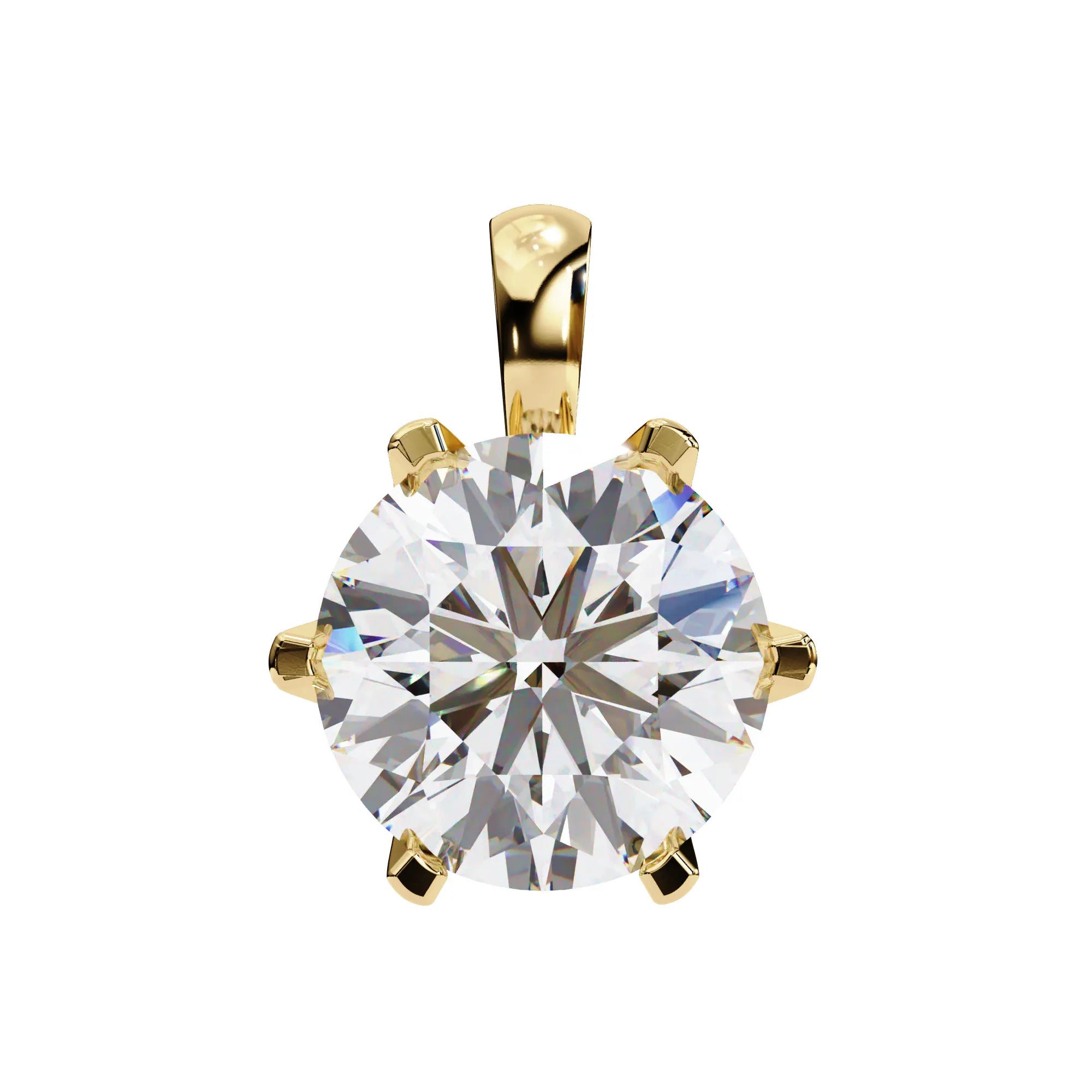 6 Prong Lab Diamond Solitaire Pendant