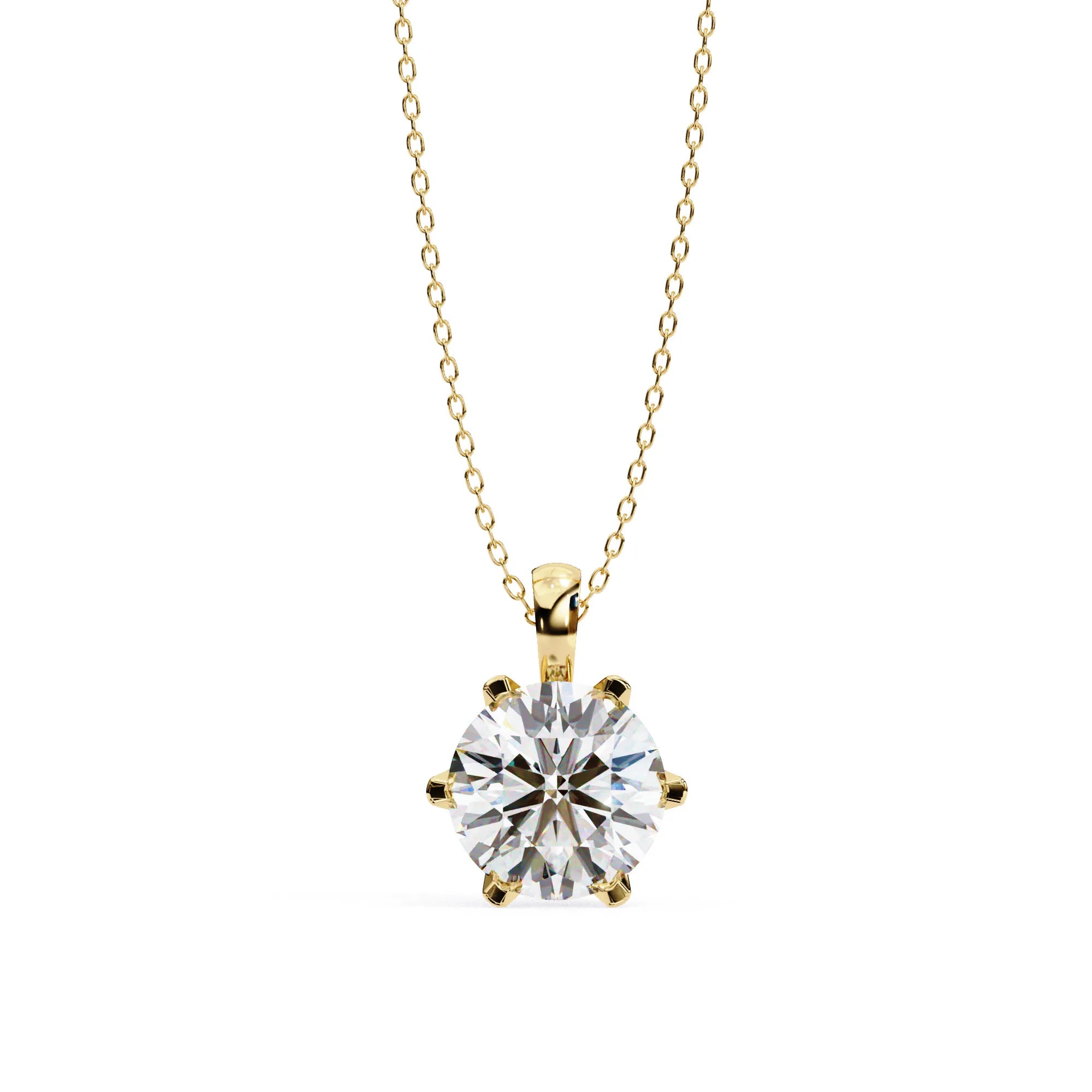 6 Prong Lab Diamond Solitaire Pendant