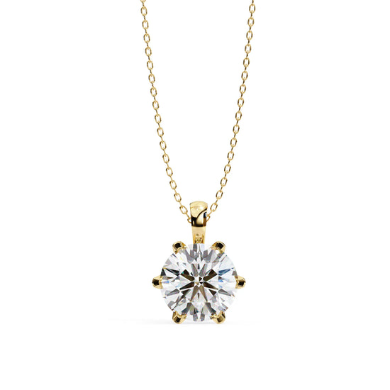 6 Prong Lab Diamond Solitaire Pendant