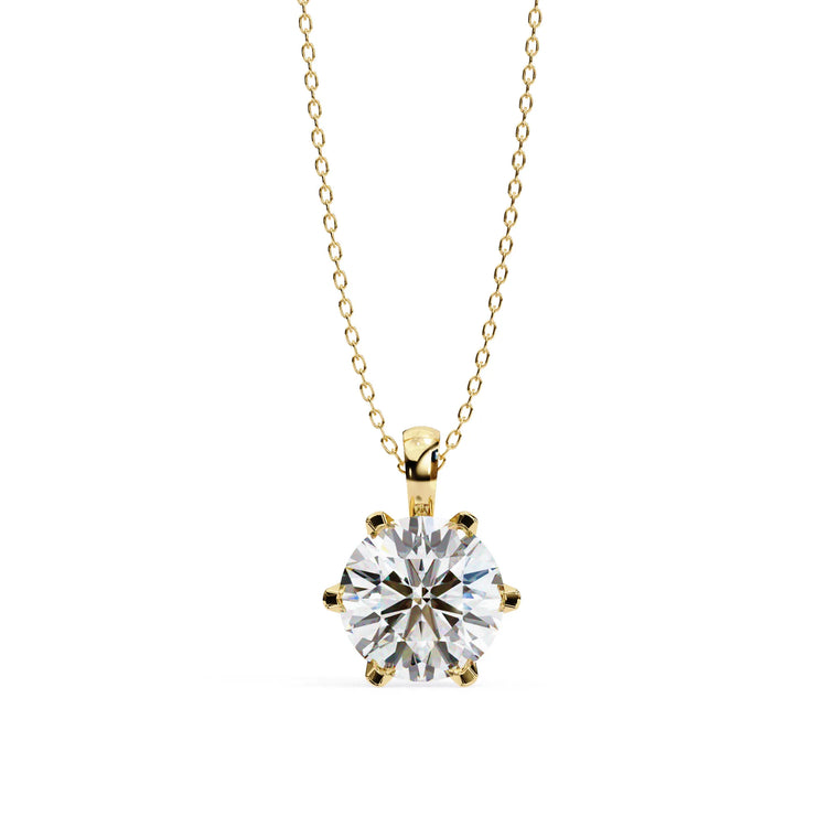 6 Prong Lab Diamond Solitaire Pendant