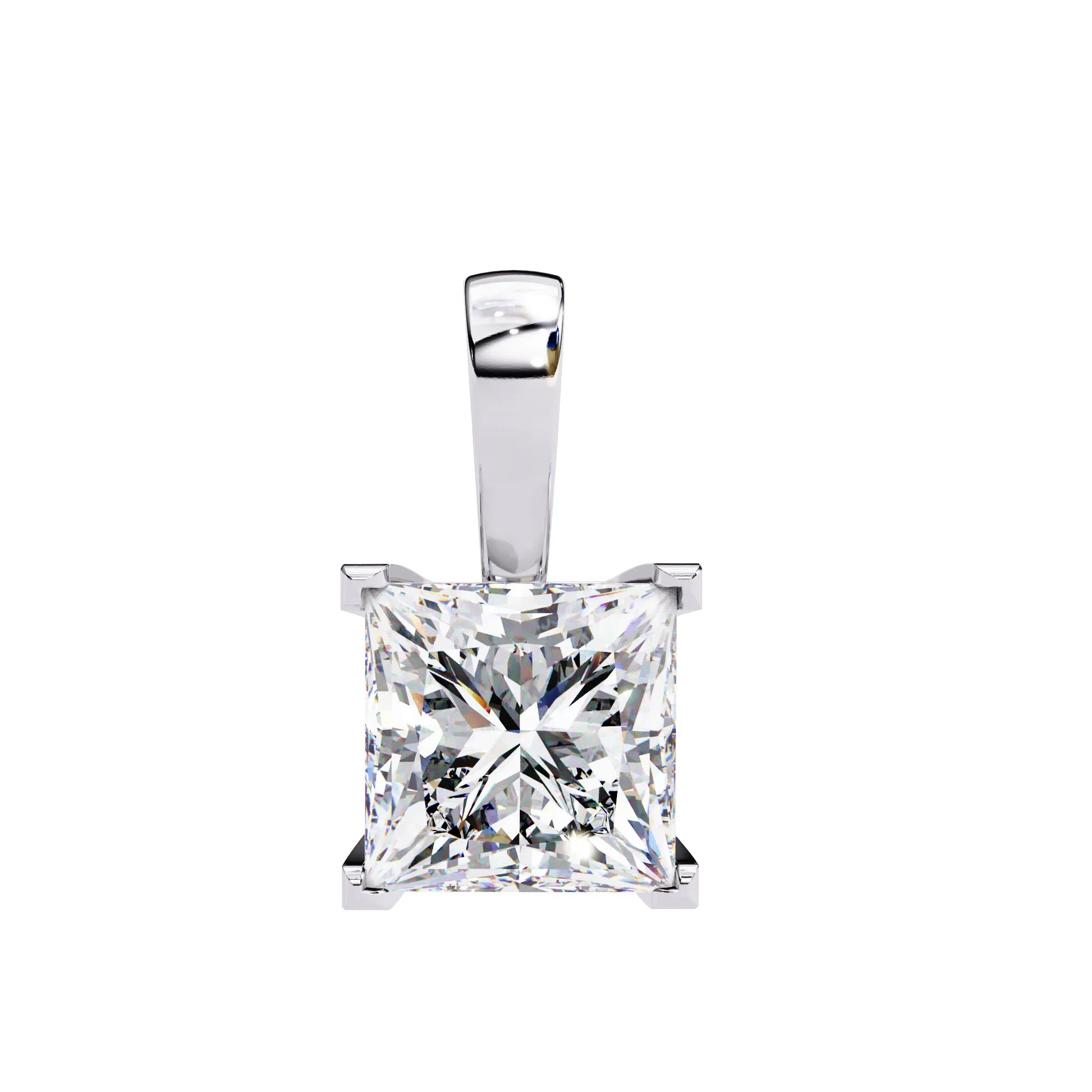 Princess Cut V Prong Moissanite Pendant