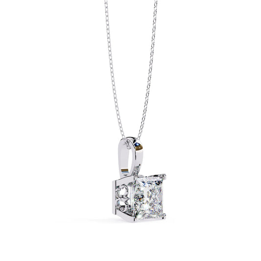 Princess Cut V Prong Lab Diamond Pendant
