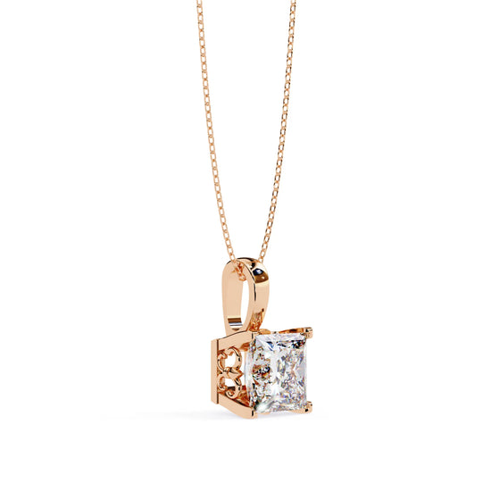 Princess Cut V Prong Moissanite Pendant