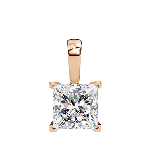 Princess Cut V Prong Moissanite Pendant