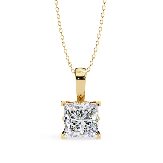 Princess Cut V Prong Moissanite Pendant