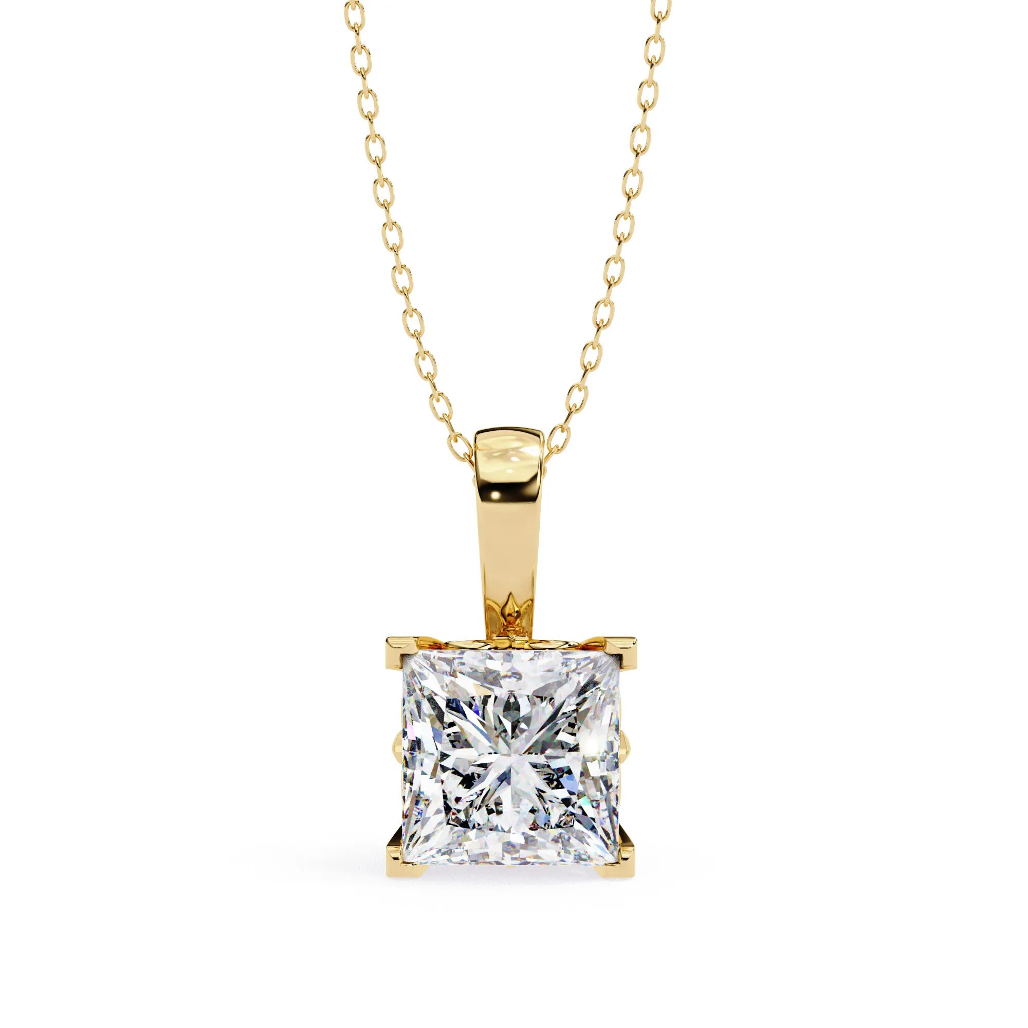 Princess Cut V Prong Lab Diamond Pendant
