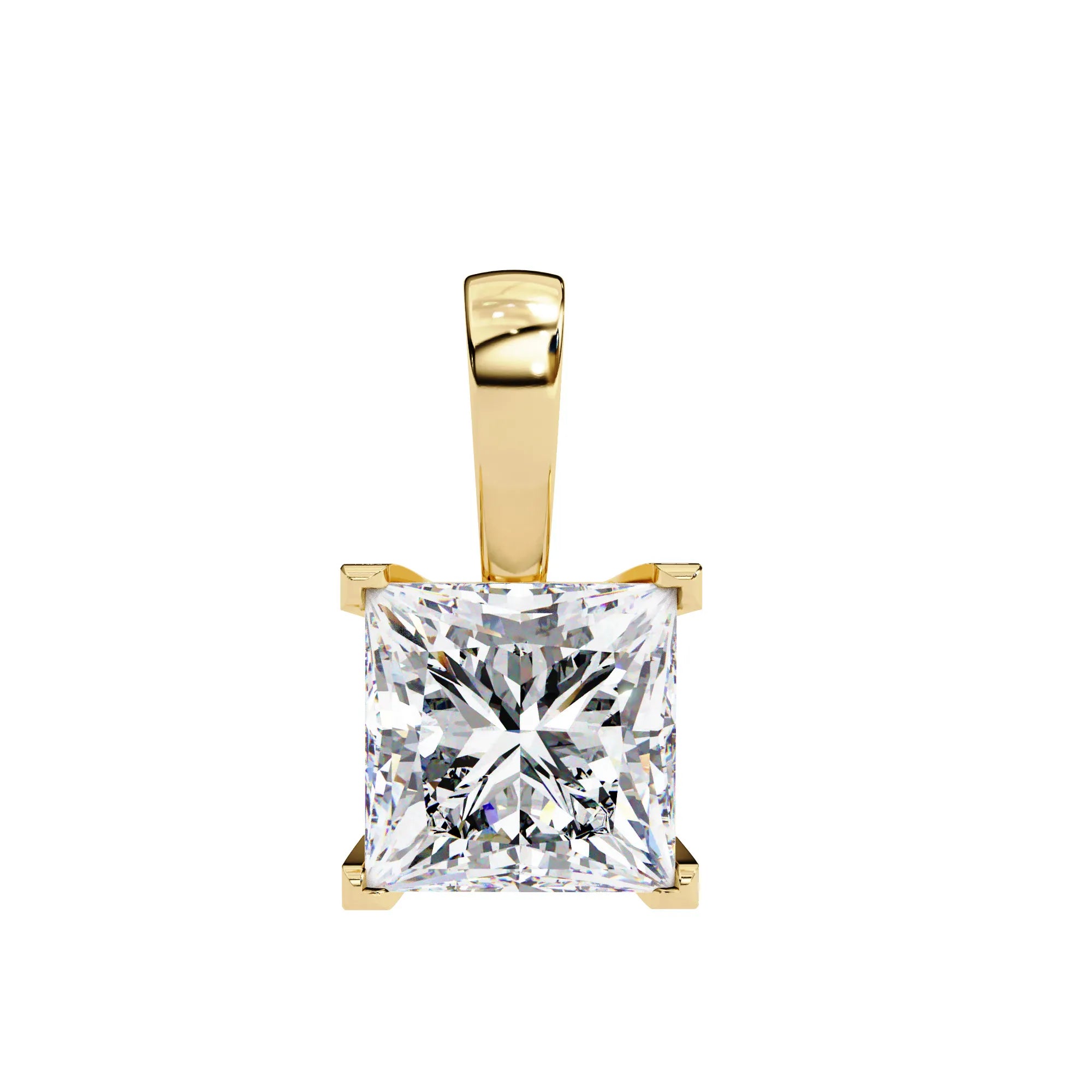 Princess Cut V Prong Moissanite Pendant