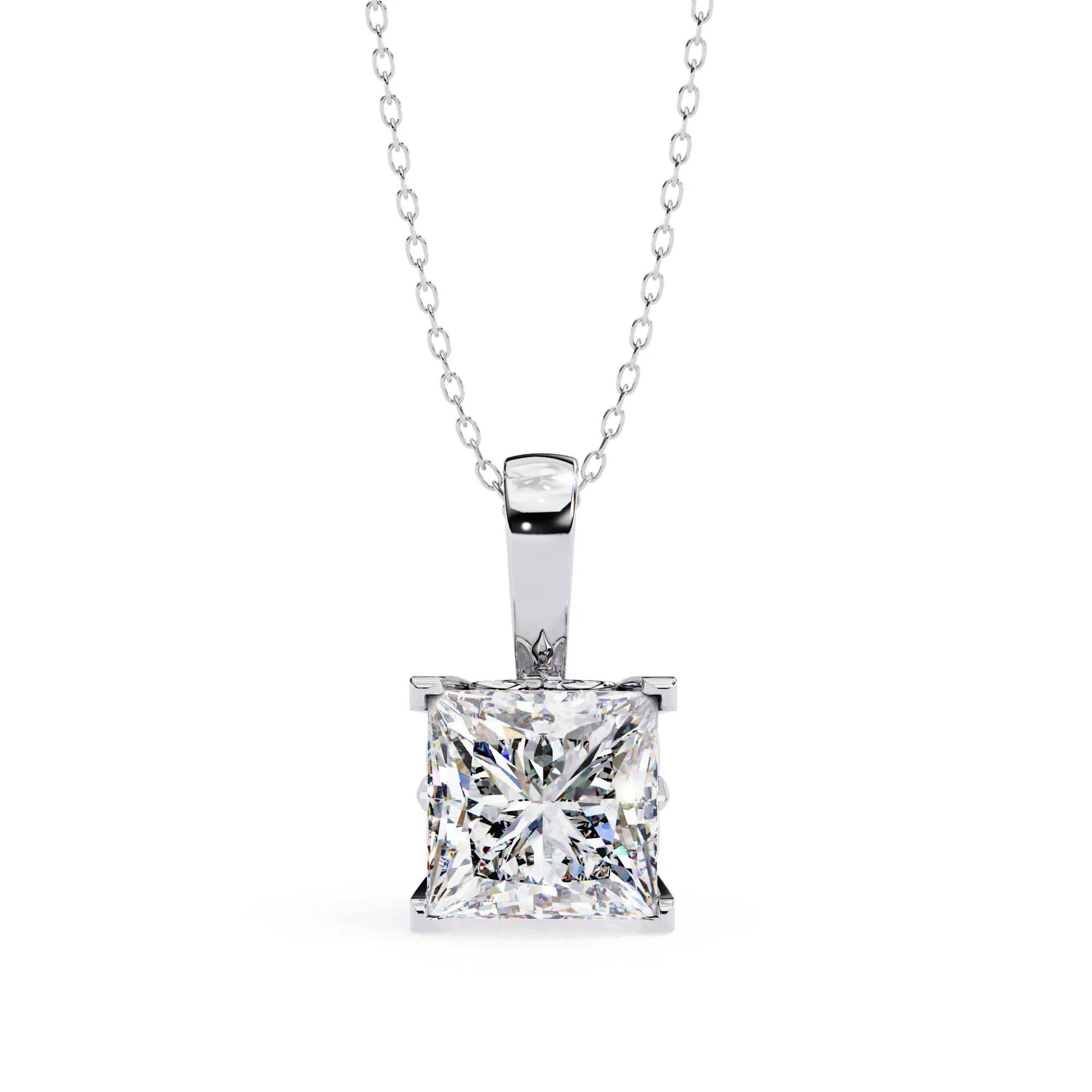 Princess Cut V Prong Lab Diamond Pendant