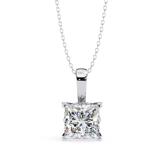 Princess Cut V Prong Lab Diamond Pendant