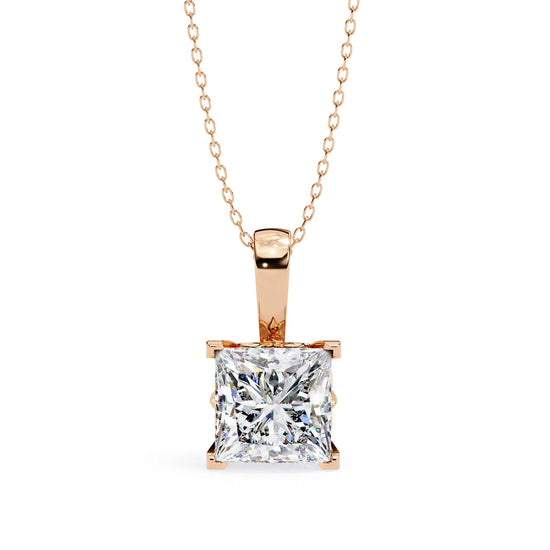 Princess Cut V Prong Lab Diamond Pendant