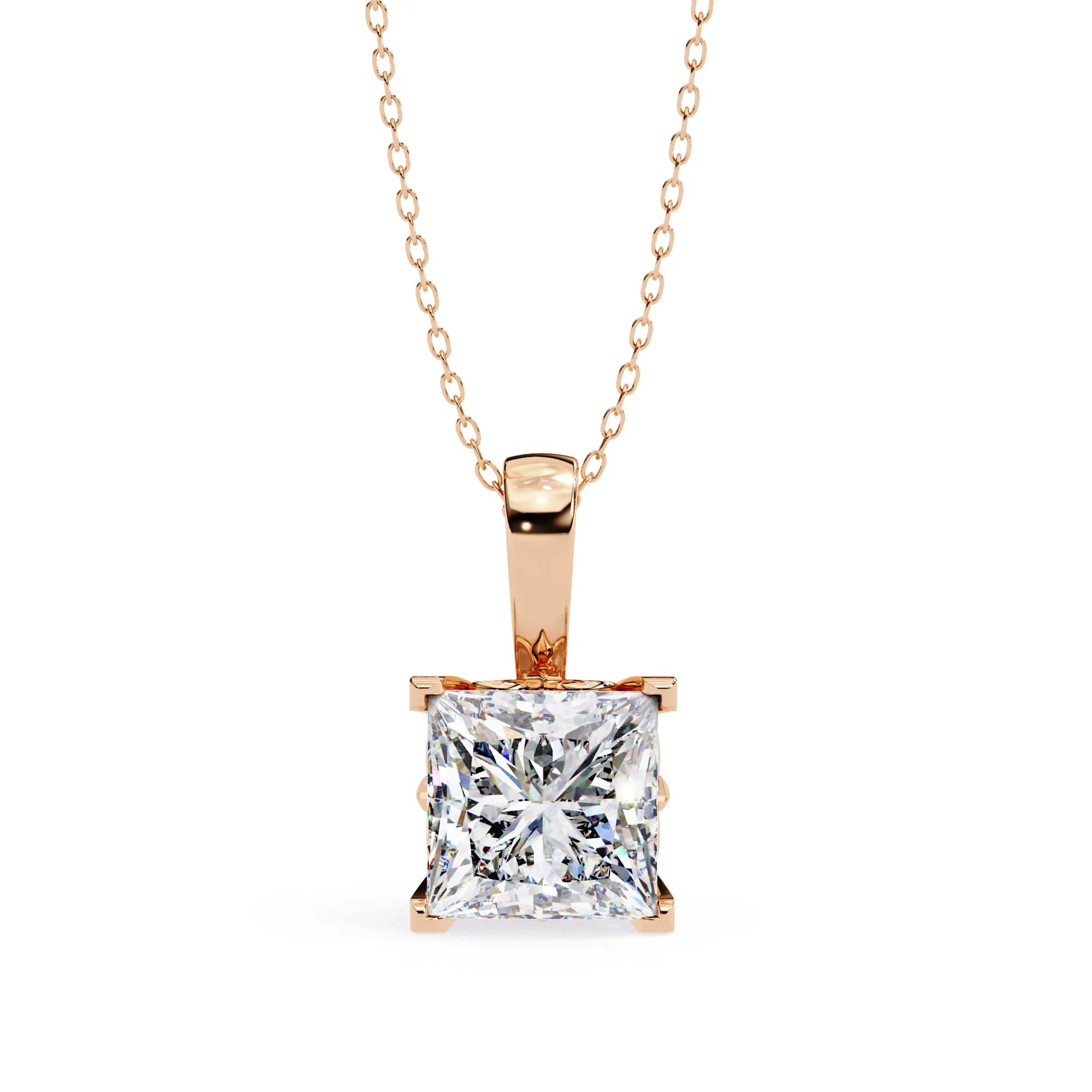Princess Cut V Prong Moissanite Pendant