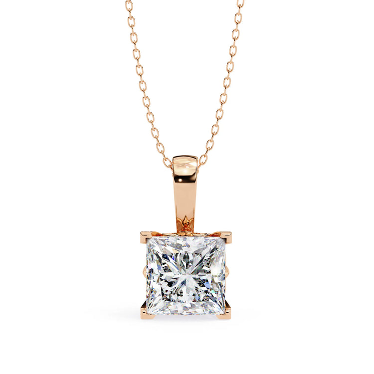 Princess Cut V Prong Moissanite Pendant