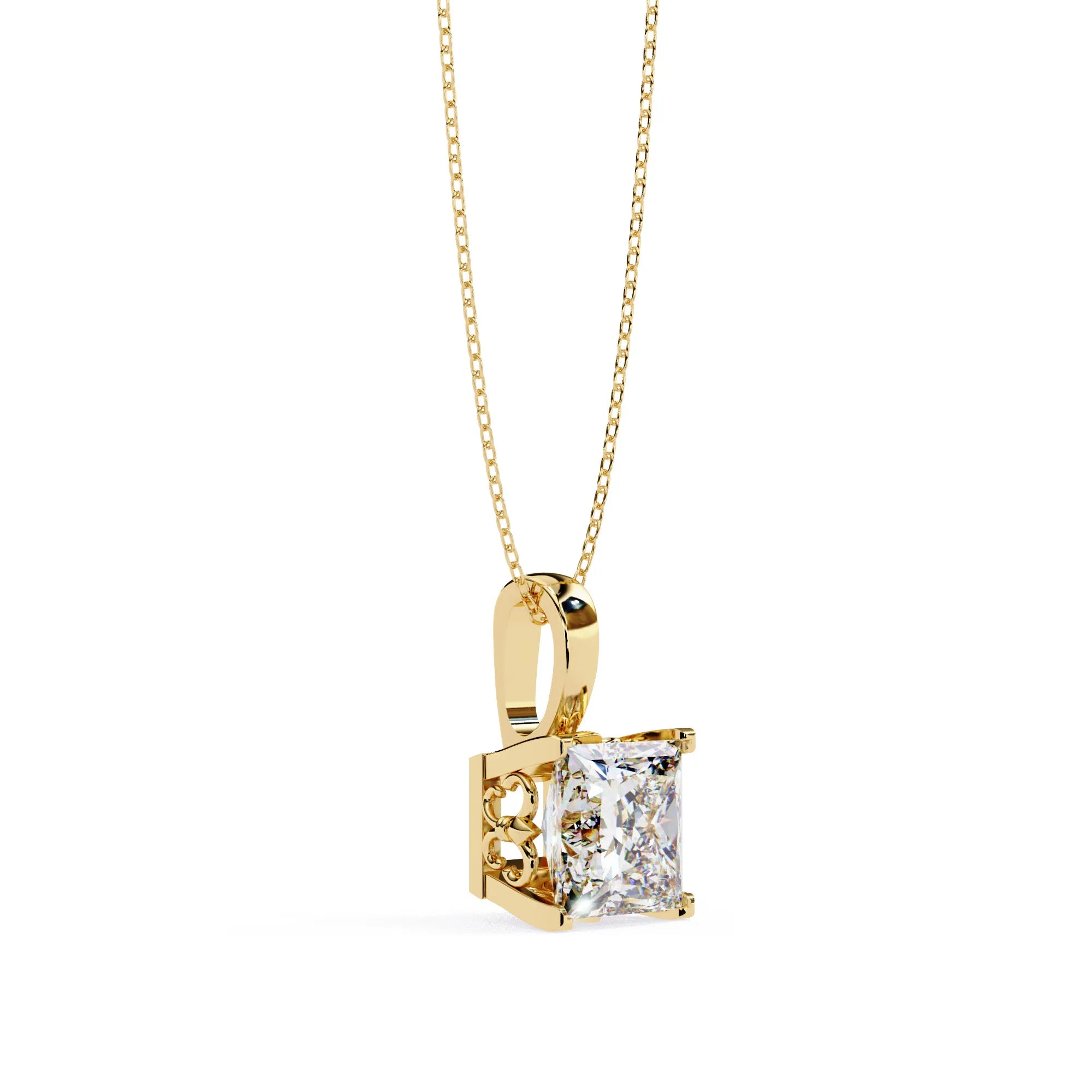 Princess Cut V Prong Moissanite Pendant