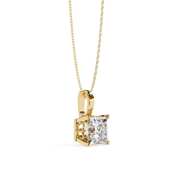 Princess Cut V Prong Moissanite Pendant