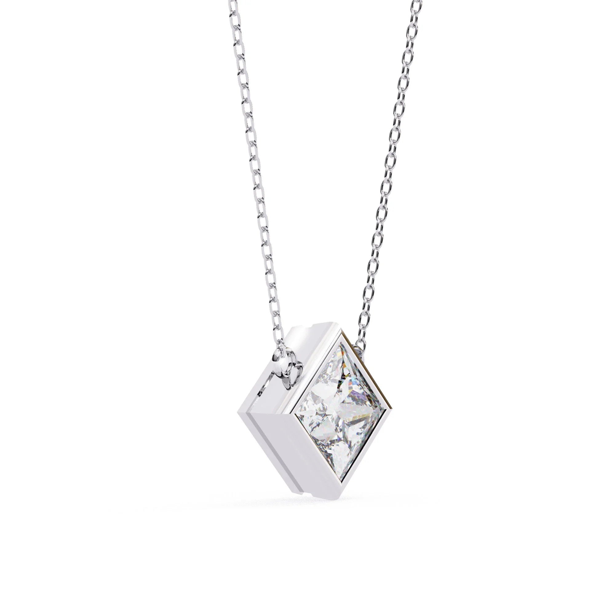 Princess Cut Moissanite Bezel Pendant