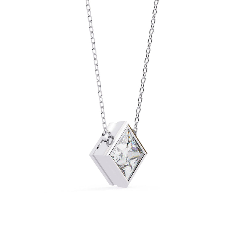 Princess Cut Moissanite Bezel Pendant