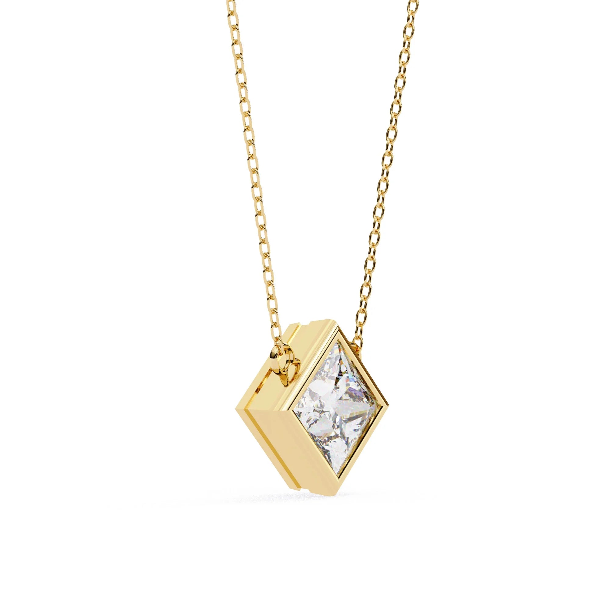 Princess Cut Lab Diamond Bezel Pendant