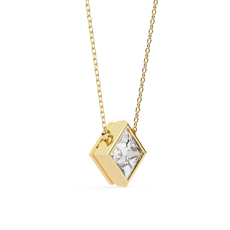 Princess Cut Lab Diamond Bezel Pendant