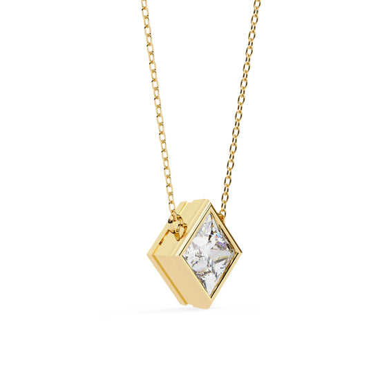 Princess Cut Moissanite Bezel Pendant