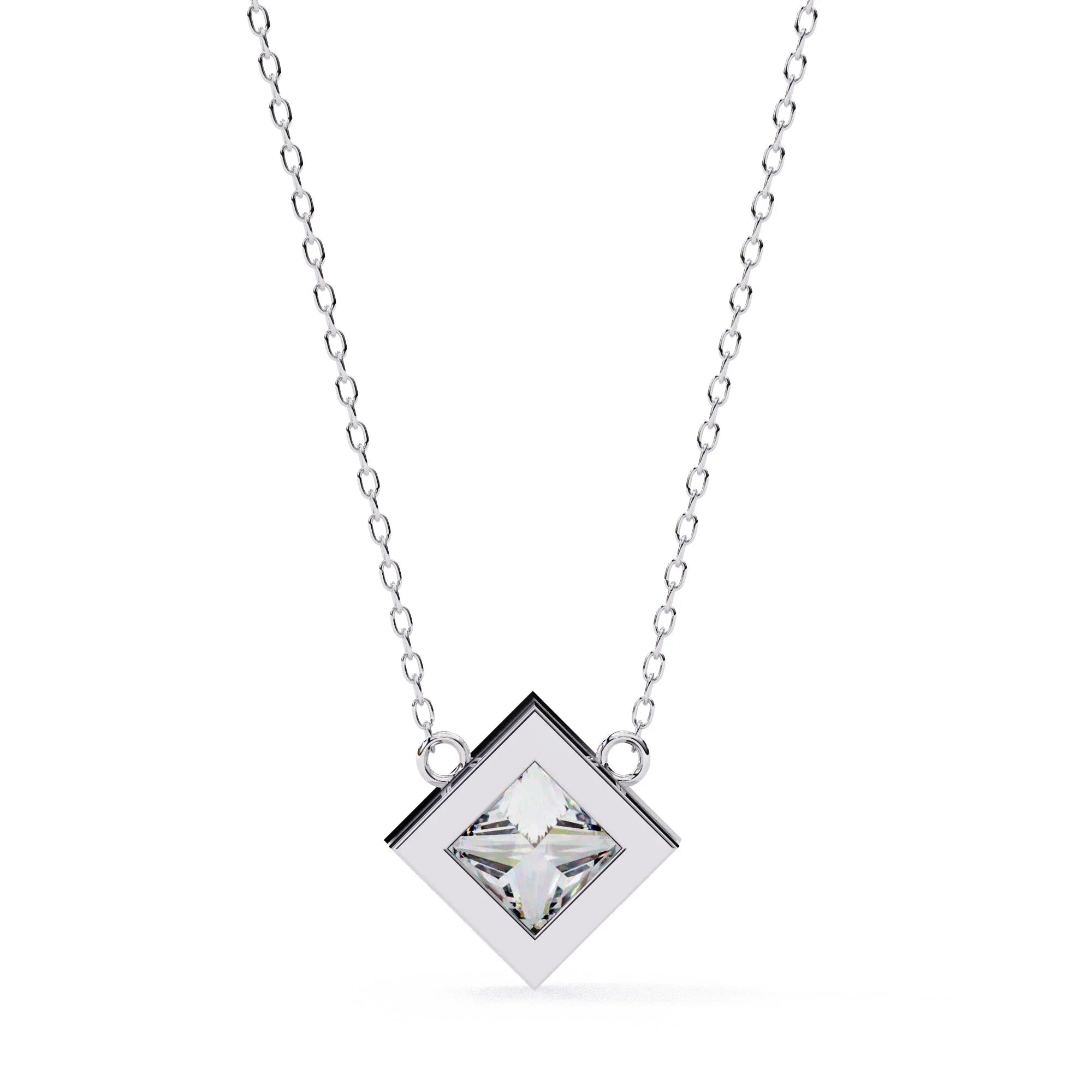 Princess Cut Lab Diamond Bezel Pendant