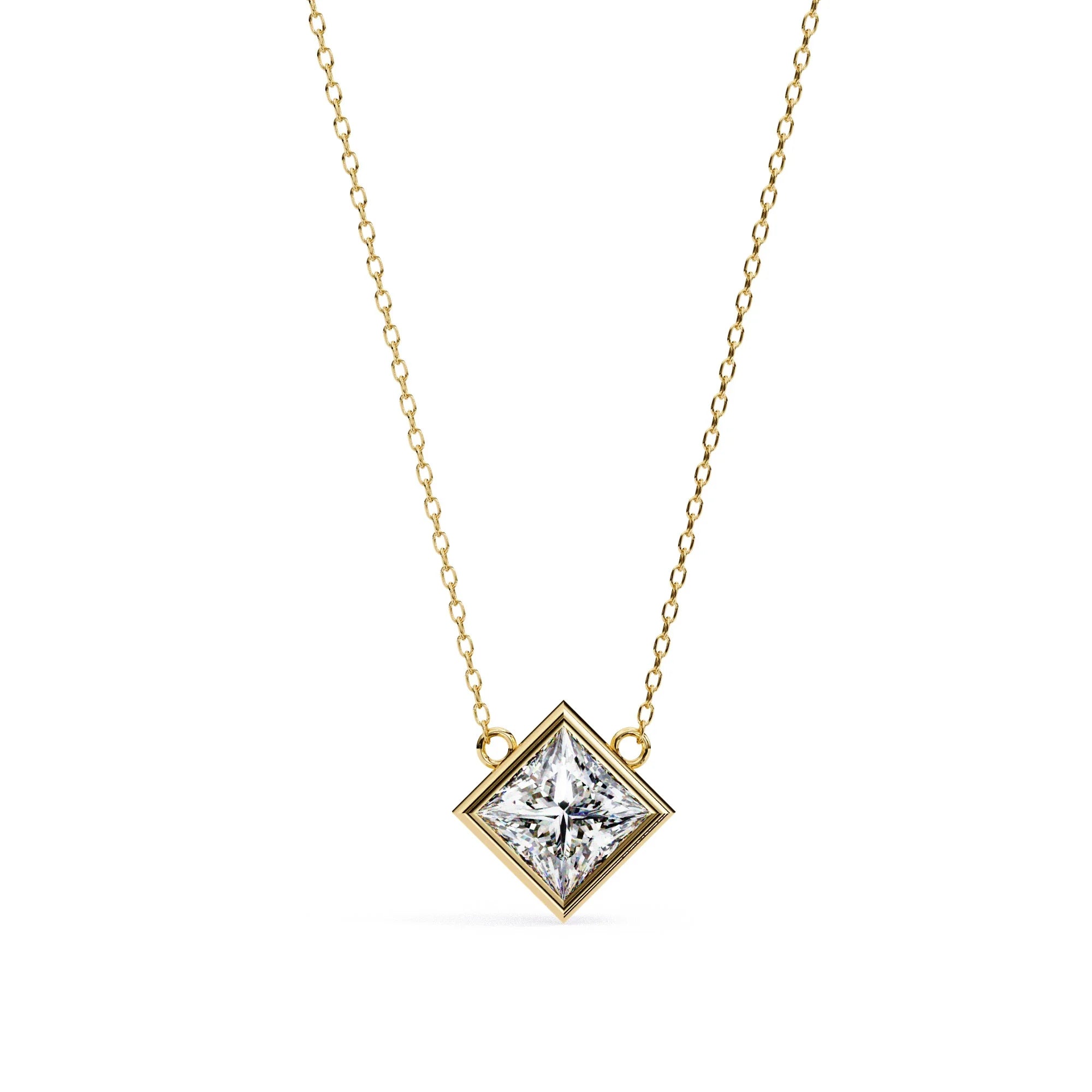 Princess Cut Lab Diamond Bezel Pendant
