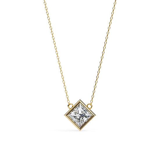 Princess Cut Lab Diamond Bezel Pendant