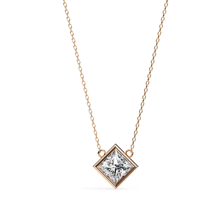 Princess Cut Lab Diamond Bezel Pendant