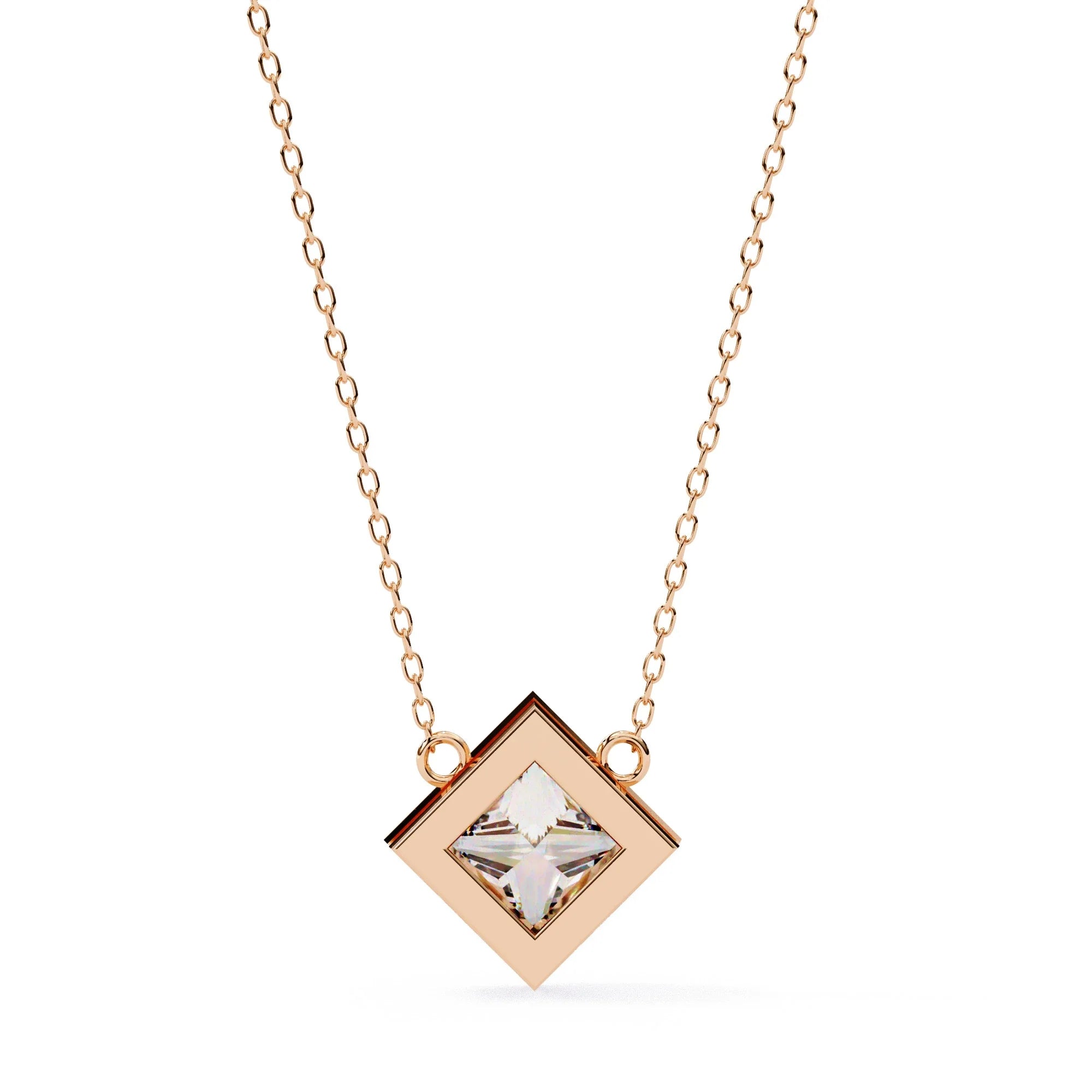 Princess Cut Lab Diamond Bezel Pendant