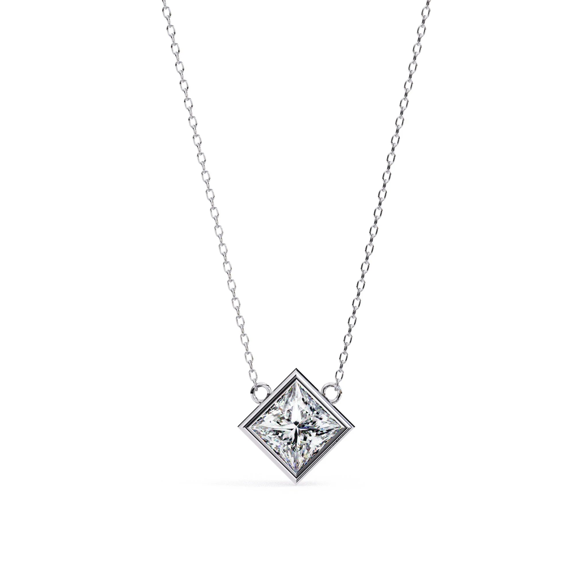 Princess Cut Lab Diamond Bezel Pendant
