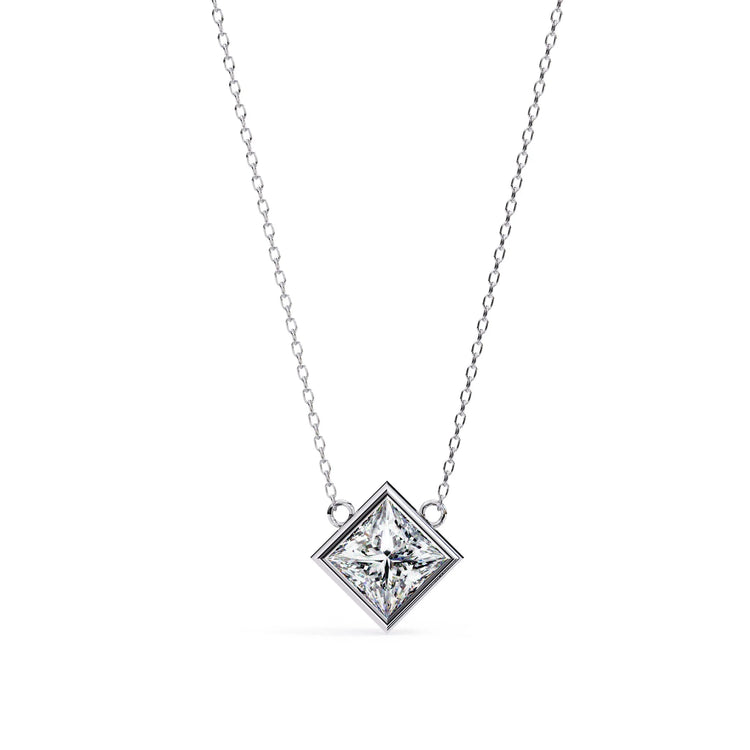 Princess Cut Lab Diamond Bezel Pendant