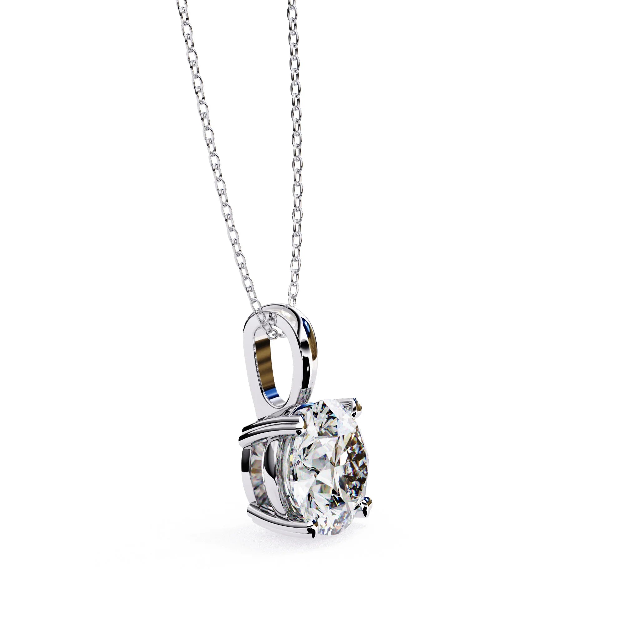 Round Lab Diamond 4 Prong Pendant