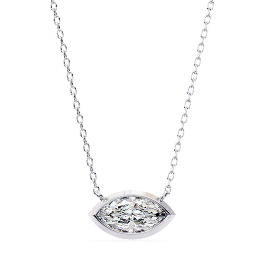 Marquise Moissanite Bezel Pendant