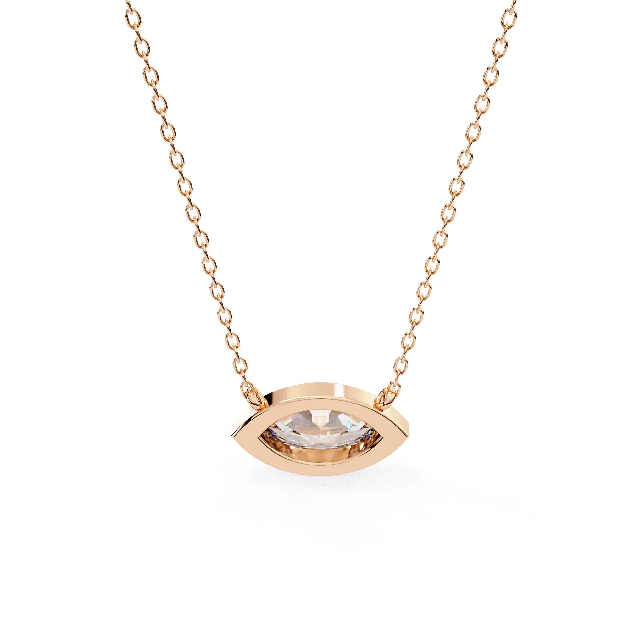 Marquise Moissanite Bezel Pendant