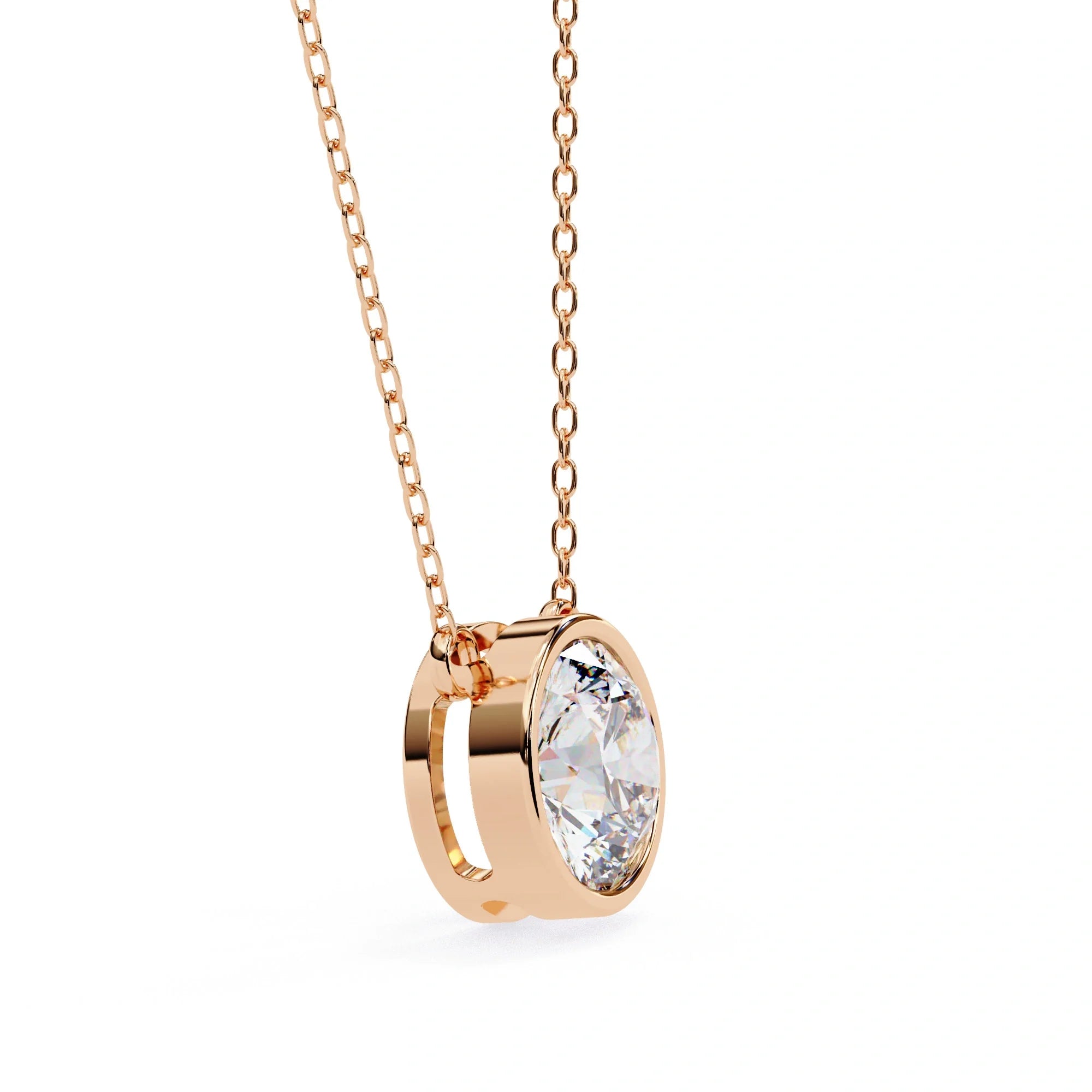 Round Lab Diamond Bezel Pendant