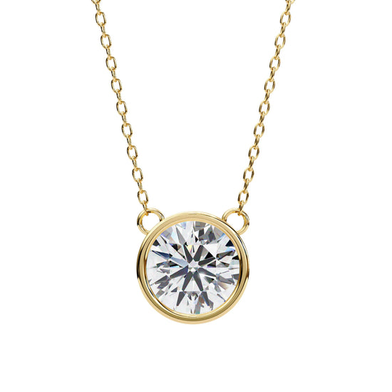 Round Lab Diamond Bezel Pendant