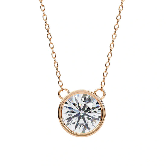 Round Lab Diamond Bezel Pendant