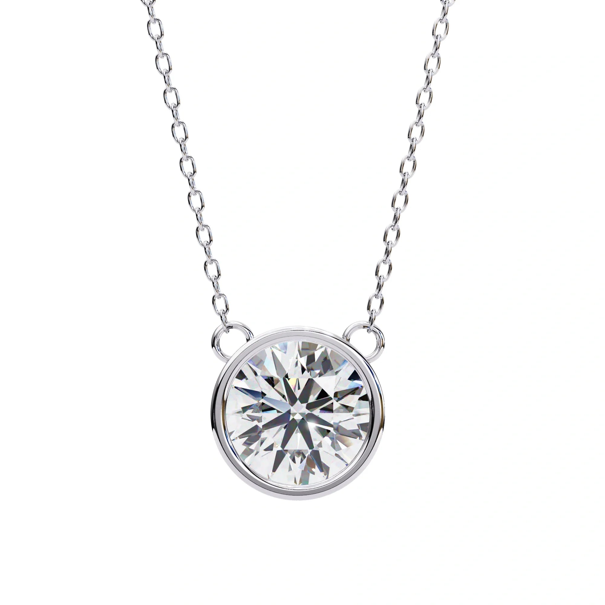 Round Lab Diamond Bezel Pendant